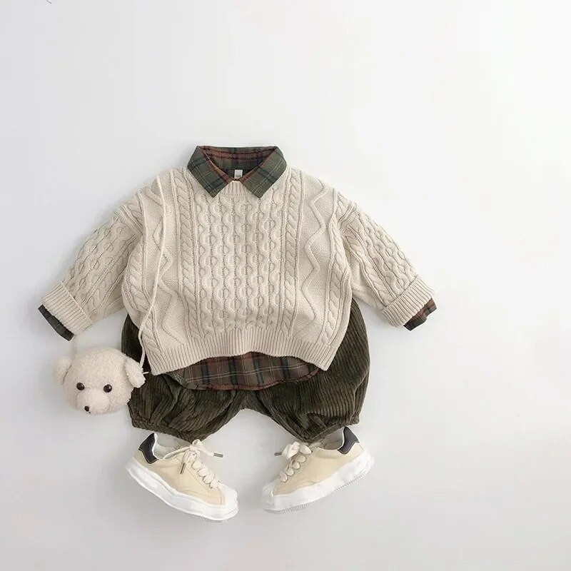 Jednobojni pulover za bebe, dječji mekani pulover u korejskom stilu, dječja odjeća, jesen, proljeće, dječaci, djevojčice, topli pulover