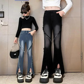 Adolescente Fete Blugi evazati Elastici Talie inalta Moda Casual Slim-Fit Coreeana 2023 Primavara Toamna 5 6 8 10 12 13 14 ani