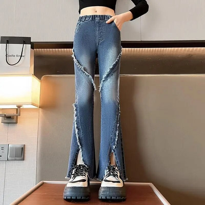 Adolescente Fete Blugi evazati Elastici Talie inalta Moda Casual Slim-Fit Coreeana 2023 Primavara Toamna 5 6 8 10 12 13 14 ani