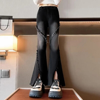 Adolescente Fete Blugi evazati Elastici Talie inalta Moda Casual Slim-Fit Coreeana 2023 Primavara Toamna 5 6 8 10 12 13 14 ani