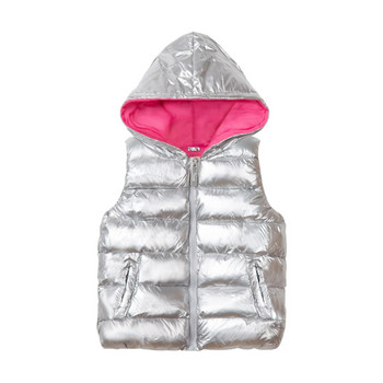 Mudkingdom Warm Boys γιλέκο για κορίτσια με κουκούλα και χοντρό φερμουάρ Αμάνικο μπουφάν για παιδικά ρούχα Χειμερινά ρούχα Παιδικά γιλέκα