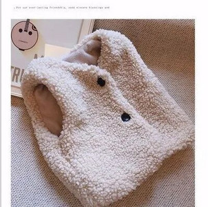 Rudens žiemos ėriuko vilna plius aksominė liemenė mergaičių berniukų pliušinė liemenė viena krūtinė V kaklelis vaikui šiltas madingas šiltas paltas