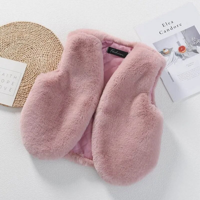 Kūdikių mergaičių dirbtinio kailio liemenės apranga Kalėdinės žiemos vaikų liemenės vaikams šiltas paltas kūdikiams be rankovių paltas drabužiai viršutiniai drabužiai