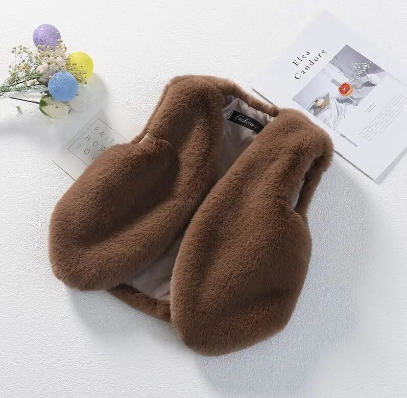 Kūdikių mergaičių dirbtinio kailio liemenės apranga Kalėdinės žiemos vaikų liemenės vaikams šiltas paltas kūdikiams be rankovių paltas drabužiai viršutiniai drabužiai