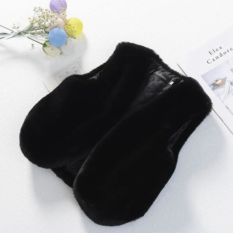 Kūdikių mergaičių dirbtinio kailio liemenės apranga Kalėdinės žiemos vaikų liemenės vaikams šiltas paltas kūdikiams be rankovių paltas drabužiai viršutiniai drabužiai