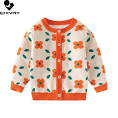 Novi džemper od jacquard kardigana za djevojčice, jesen, zima, modni, topli pleteni džemperi s o-izrezom, gornji dijelovi, dječji kardigani