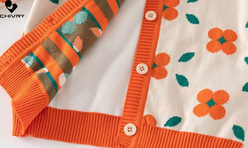 Novi džemper od jacquard kardigana za djevojčice, jesen, zima, modni, topli pleteni džemperi s o-izrezom, gornji dijelovi, dječji kardigani