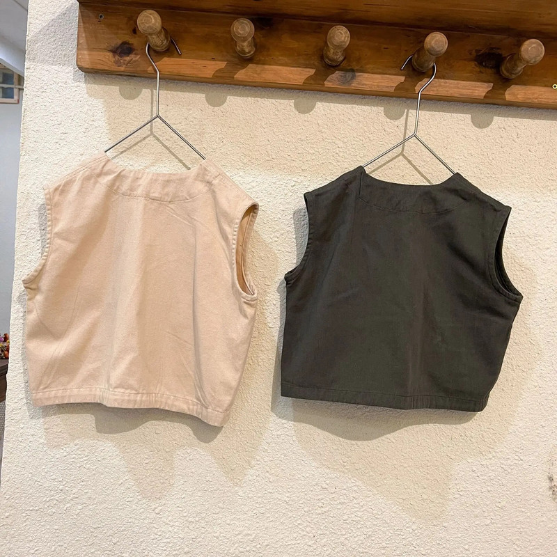 Veste casual în stil coreean 2023, culoare uni, pentru băieți și fete, largi, casual, fără mâneci, 1-8 ani