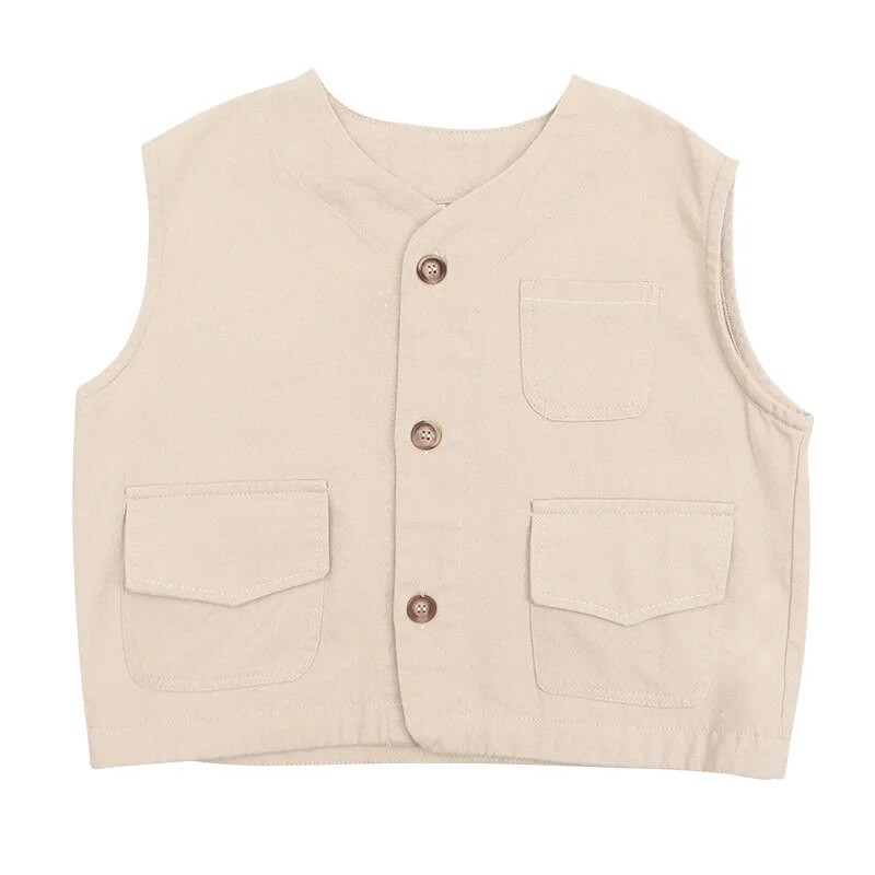 Veste casual în stil coreean 2023, culoare uni, pentru băieți și fete, largi, casual, fără mâneci, 1-8 ani