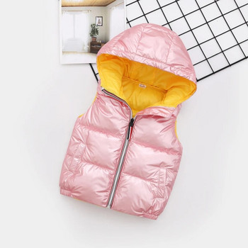 Момичета Момчета Детска жилетка с пухена жилетка за бебета 2022 г. Розово топло плюс удебелено зимно есенно яке за открито Жилетка Детски дрехи