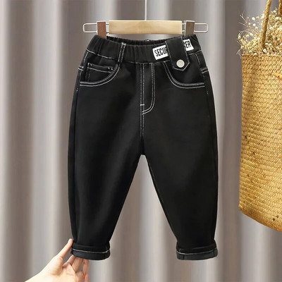 Berniukų ir mergaičių Džinsai Rudens ir Žiema Naujos Vaikiškos pliušinės pastorintos kelnės Kūdikių laisvalaikio šiltos kelnės