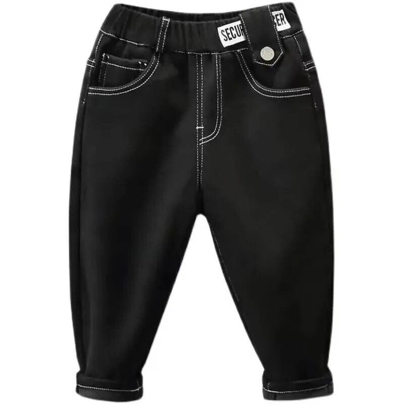 Berniukų ir mergaičių Džinsai Rudens ir Žiema Naujos Vaikiškos pliušinės pastorintos kelnės Kūdikių laisvalaikio šiltos kelnės