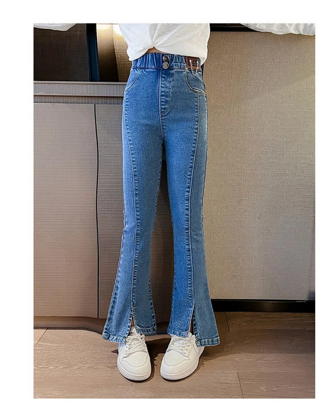 Noua primăvară, toamnă, blugi pentru copii, pantaloni evazați, pantaloni evazați, ocazional pentru copii, pantaloni de blugi pentru adolescenți, blugi lungi cu talie elastică