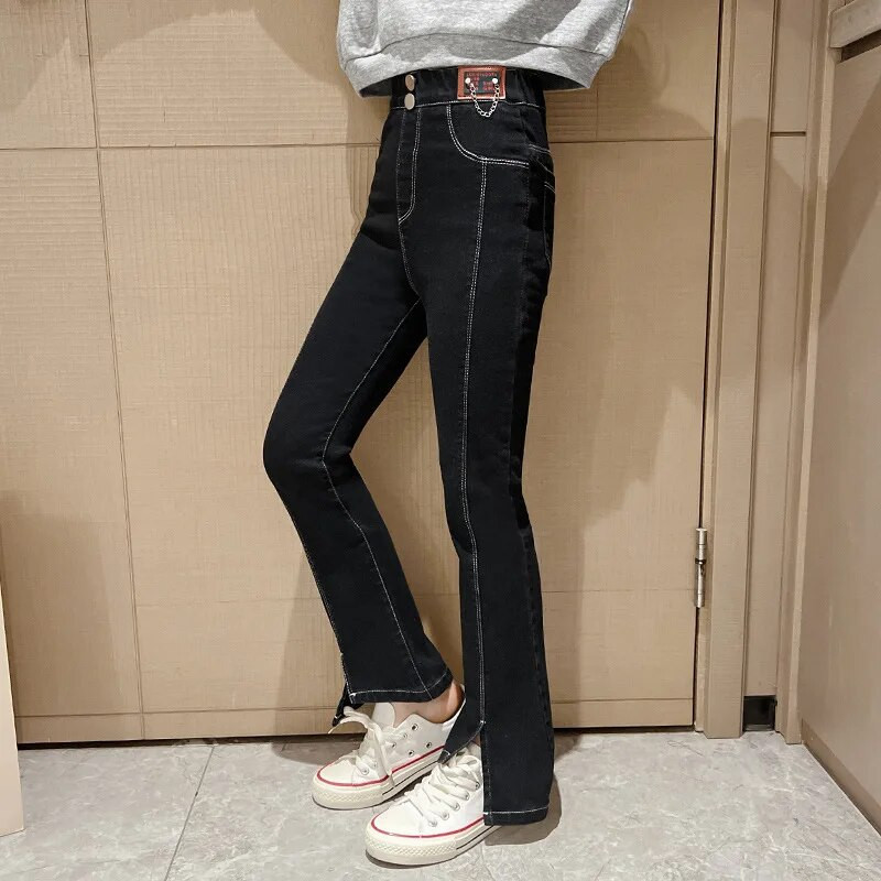 Noua primăvară, toamnă, blugi pentru copii, pantaloni evazați, pantaloni evazați, ocazional pentru copii, pantaloni de blugi pentru adolescenți, blugi lungi cu talie elastică