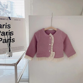 Μόδα μωρό κοριτσάκι Πριγκίπισσα δαντέλα Ζακέτες βρέφη νήπιο Παιδικό βολάν με κουμπιά με πέρλες casual παλτό Ανοιξιάτικα φθινοπωρινά βρεφικά ρούχα 1-7 ετών