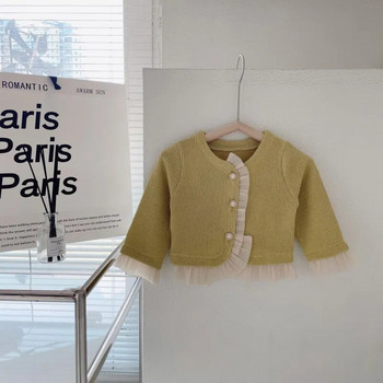 Μόδα μωρό κοριτσάκι Πριγκίπισσα δαντέλα Ζακέτες βρέφη νήπιο Παιδικό βολάν με κουμπιά με πέρλες casual παλτό Ανοιξιάτικα φθινοπωρινά βρεφικά ρούχα 1-7 ετών