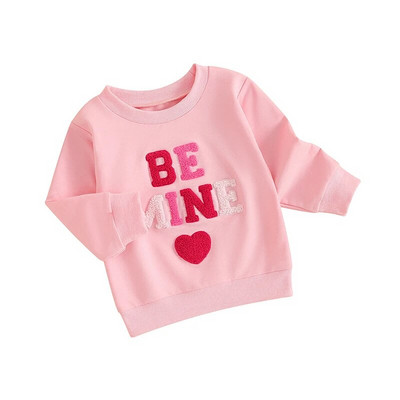 Lioraitiin Bebeluş Fetiţă Băiat Tinetă de Ziua Îndrăgostiţilor Hanorac cu mânecă lungă cu broderie cu litere Top cu decolteu Pulover supradimensionat Cămăşi