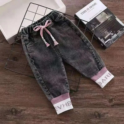 Girls` Jeans Fashionable Spring And Autumn New Style Foreign Children`s Flower Pants