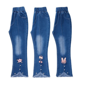 2023Girls\' Jeans Spring and Autumn New Medium and Big Kids\' Baby Fashionable Girls\' Flare Pants Παιδικό μακρύ παντελόνι 2-12 ετών