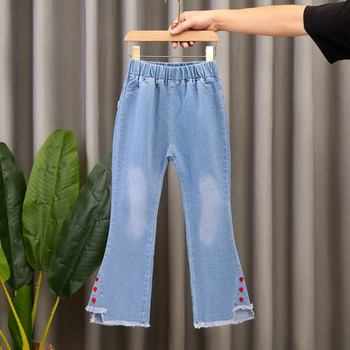 2023 Дънки за момичета Пролет и есен Нови средни и големи детски бебета Модни кльощави панталони за момичета Детски дълги панталони 2-12 години