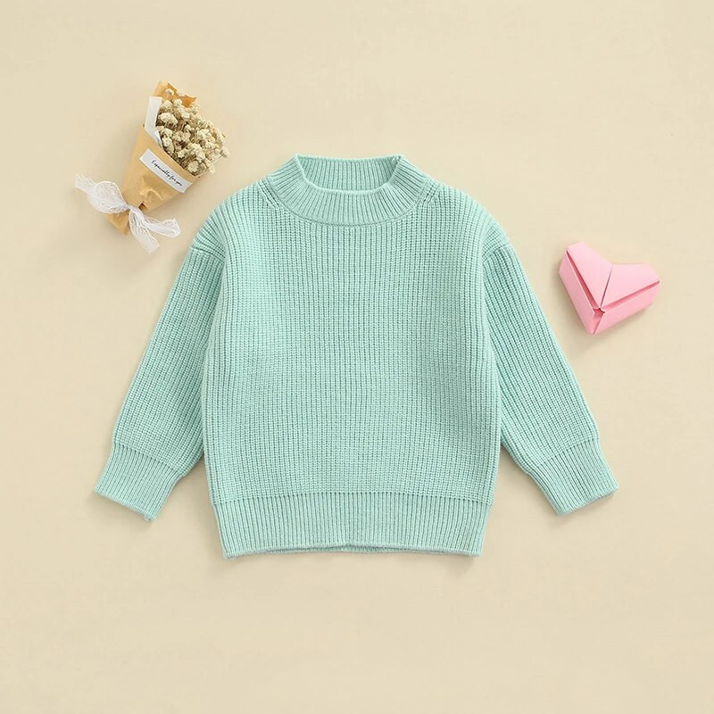 Žiemos vaikams megzti megztiniai kūdikiams mergaitėms berniukams laisvalaikio iškirptė stora ilgomis rankovėmis kieta šonkauliai megztinis Vaikiški drabužiai trikotažas