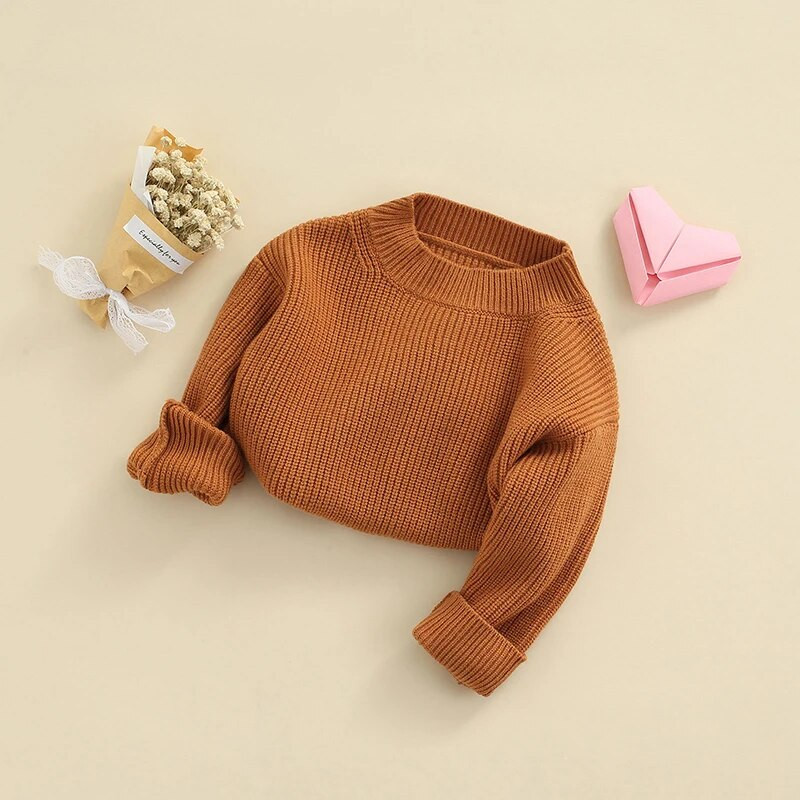 Žiemos vaikams megzti megztiniai kūdikiams mergaitėms berniukams laisvalaikio iškirptė stora ilgomis rankovėmis kieta šonkauliai megztinis Vaikiški drabužiai trikotažas