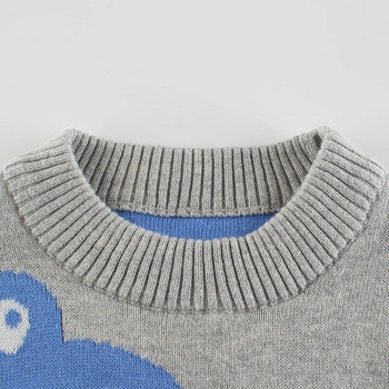 3D анимационен пуловер с динозавър за момче в корейски стил Детски пуловер Топ 2024 Зимна мода с дълъг ръкав Детска плетена долна риза