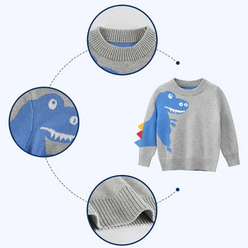 3D анимационен пуловер с динозавър за момче в корейски стил Детски пуловер Топ 2024 Зимна мода с дълъг ръкав Детска плетена долна риза