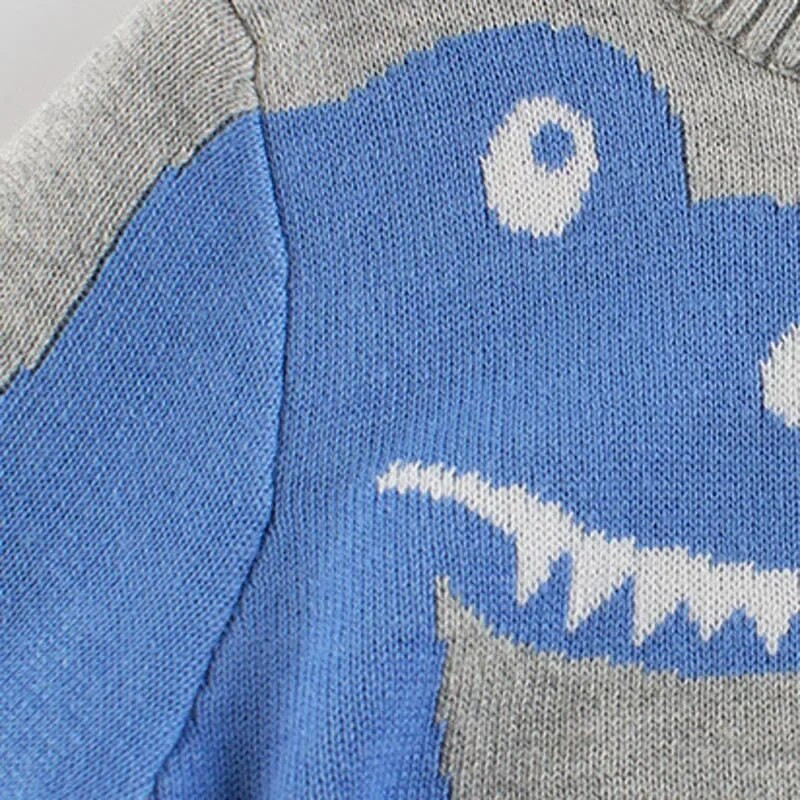 Pulover cu dinozaur din desene animate 3D pentru băiat, în stil coreean, pentru copii, de sus, 2024, la modă de iarnă, cu mânecă lungă, cămașă de jos tricotată pentru copii