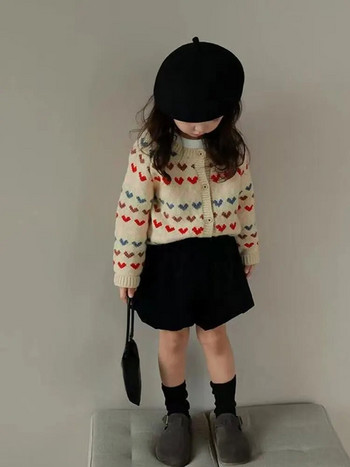 Παιδικά ρούχα Πολύχρωμο πουλόβερ αγάπης για κορίτσια 2023 Άνοιξη και Φθινόπωρο Νέα Ζακέτα Top Hoodie Γυναικείο πουλόβερ για παιδιά