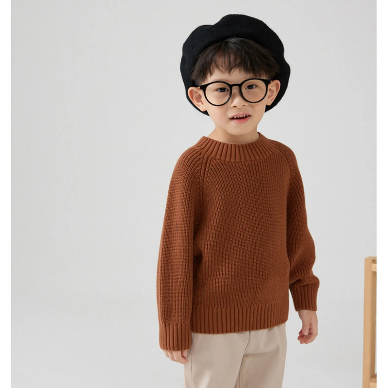 1–7 m. Mažylis Tvirtas megztas megztinis rudens žiemos laisvalaikio šiltas minkštas kaklelis berniukams mergaitėms megztiniai megztiniai megztiniai