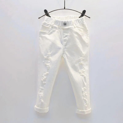 2023 spring autumn Baby girls Boy White Denim Jeans Pants Children Ripped Trousers Broken Toddler Leggings 2 3 4 5 6 7 Years