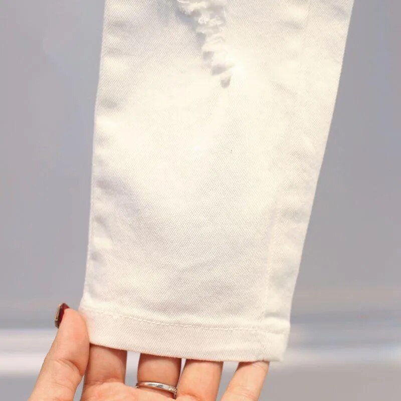 2023 primăvară toamnă Bebeluși fetițe băiat denim alb blugi pantaloni copii pantaloni rupti rupti leggings pentru copii mici 2 3 4 5 6 7 ani