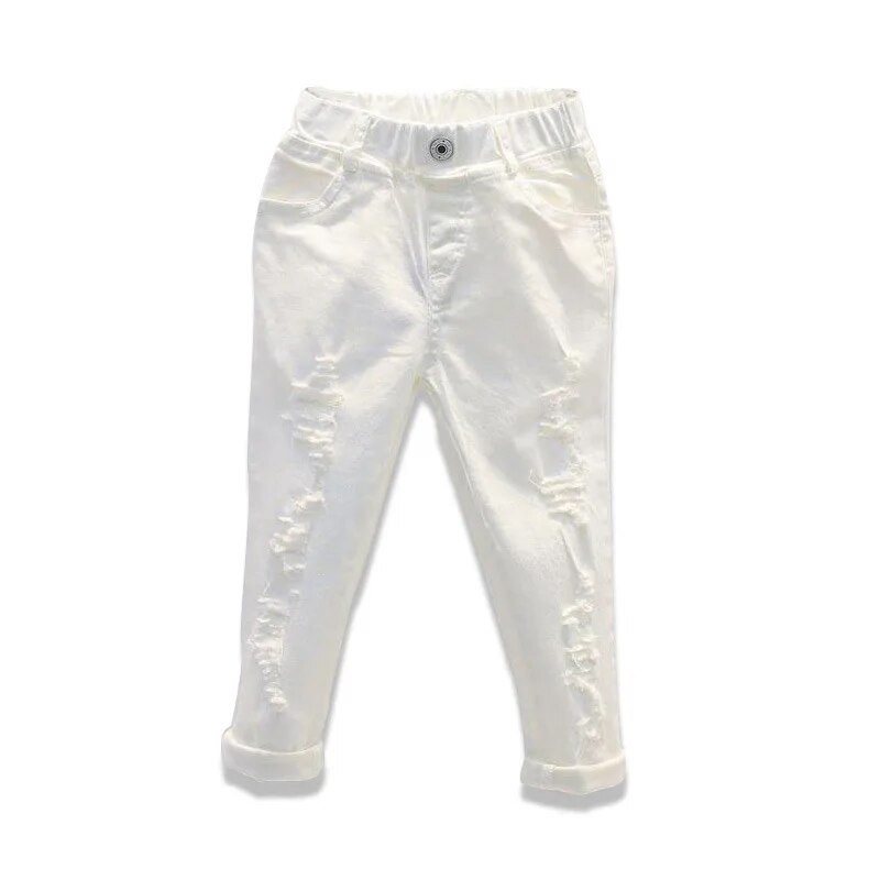 2023 primăvară toamnă Bebeluși fetițe băiat denim alb blugi pantaloni copii pantaloni rupti rupti leggings pentru copii mici 2 3 4 5 6 7 ani