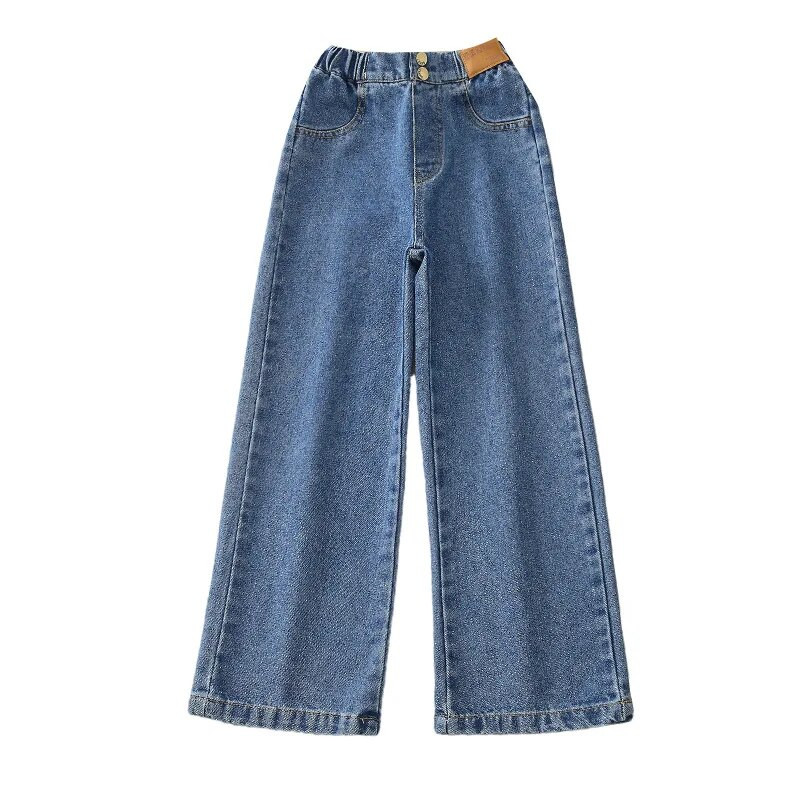 Moda Streetwear Blugi pentru fete cu talie înaltă Adolescente Pantaloni cu picioare largi Pantaloni din blugi Copii Jean negru 5-14 ani Haine casual