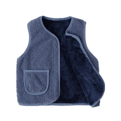 Vestă pentru fete Toamnă Iarnă Băieți Nou cu decolteu în V Culoarea bomboană Ocazional Călduș Miel Catifea Jachetă fără mâneci 1-9 ani Moda Îmbrăcăminte pentru copii