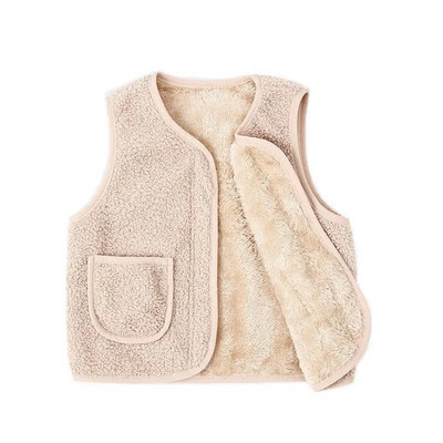 Vestă pentru fete Toamnă Iarnă Băieți Nou cu decolteu în V Culoarea bomboană Ocazional Călduș Miel Catifea Jachetă fără mâneci 1-9 ani Moda Îmbrăcăminte pentru copii