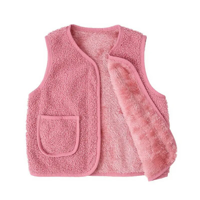 Vestă pentru fete Toamnă Iarnă Băieți Nou cu decolteu în V Culoarea bomboană Ocazional Călduș Miel Catifea Jachetă fără mâneci 1-9 ani Moda Îmbrăcăminte pentru copii