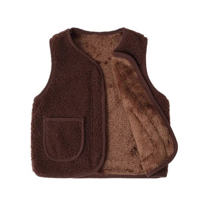 Vestă pentru fete Toamnă Iarnă Băieți Nou cu decolteu în V Culoarea bomboană Ocazional Călduș Miel Catifea Jachetă fără mâneci 1-9 ani Moda Îmbrăcăminte pentru copii
