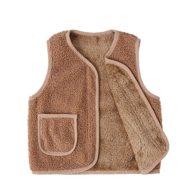 Vestă pentru fete Toamnă Iarnă Băieți Nou cu decolteu în V Culoarea bomboană Ocazional Călduș Miel Catifea Jachetă fără mâneci 1-9 ani Moda Îmbrăcăminte pentru copii