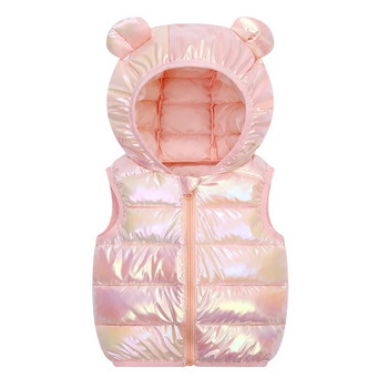 2023 Φθινόπωρο Νέα Αγόρια Κορίτσια Ζεστά Γιλέκα Baby Shiny Outerwear Γιλέκο Παιδικά Ρούχα Γιλέκο Μπουφάν Παιδικό Γιλέκο με κουκούλα από βαμβάκι