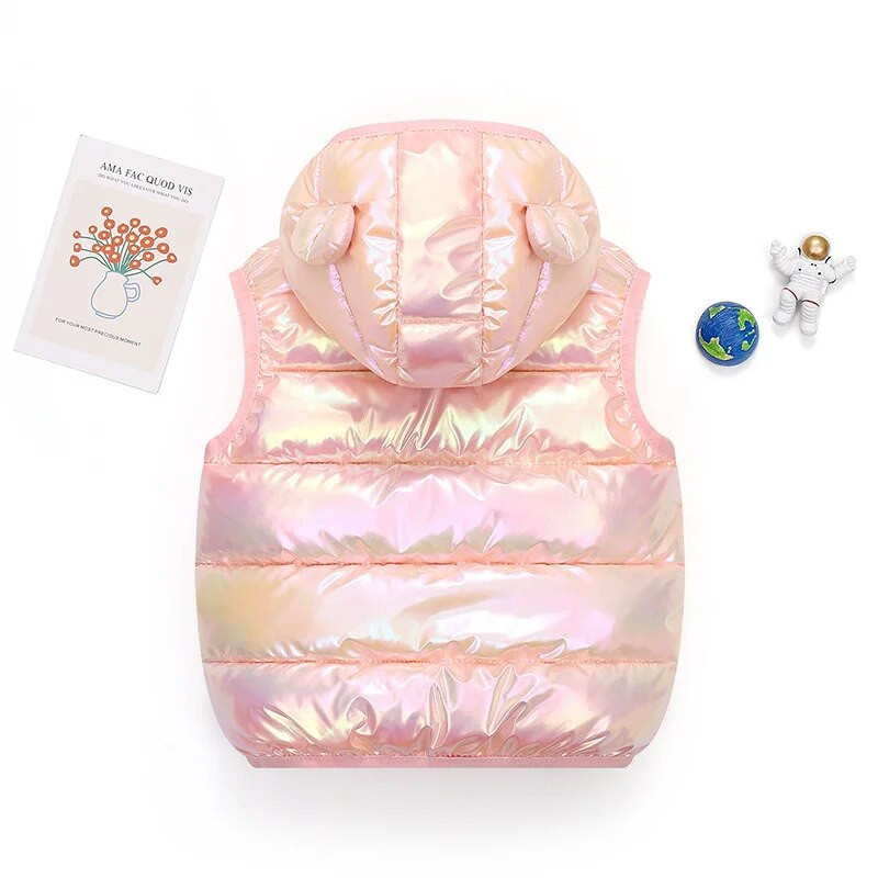 Toamnă 2023, noi, băieți, fete, veste încălzite, vestă pentru copii, îmbrăcăminte strălucitoare, vestă pentru copii, vestă, vestă, din bumbac, cu glugă