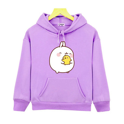 Molang și Piupiu Cute Rabbit Print Îmbrăcăminte pentru copii Kawaii cu mânecă lungă Hanorace pentru copii Sudadera Toamnă Pulovere calde din lână