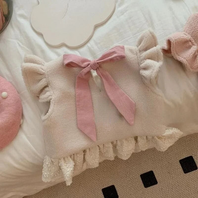 Dječji prsluk Jakne za djevojčice Gornja odjeća Nova jesen 2023. za bebe, djeca Patchwork prsluk s mašnama Topli kaputi u korejskom stilu