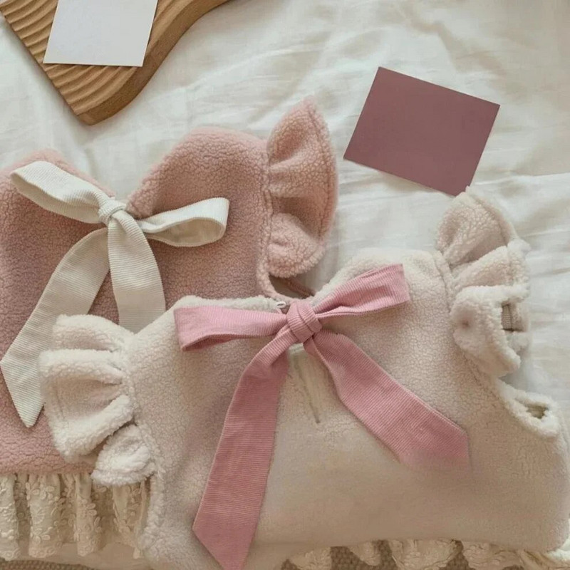 Dječji prsluk Jakne za djevojčice Gornja odjeća Nova jesen 2023. za bebe, djeca Patchwork prsluk s mašnama Topli kaputi u korejskom stilu