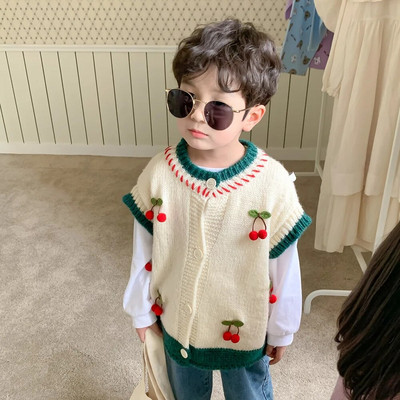 Vestă Toamnă Băieți Fete Coreeană Tricotat Copii Ocazional Lână Îmbrăcăminte exterioară de lână Vestă simplă de blană Mantoane pentru copii Vestă pentru copii mici