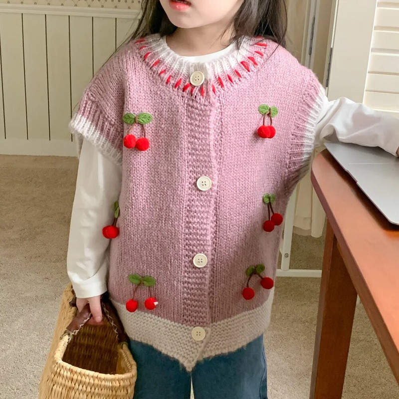 Vestă Toamnă Băieți Fete Coreeană Tricotat Copii Ocazional Lână Îmbrăcăminte exterioară de lână Vestă simplă de blană Mantoane pentru copii Vestă pentru copii mici