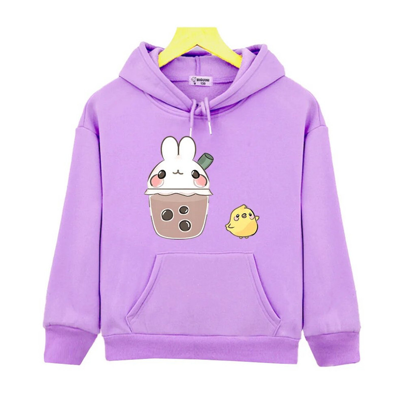 Molang and Piupiu Cartoon Sense of Design Hoodies Παιδικά Kawaii Rabbit Ρούχα Φούτερ για έφηβες για κορίτσια Μόδα Φθινοπωρινά χειμωνιάτικα μπλουζάκια