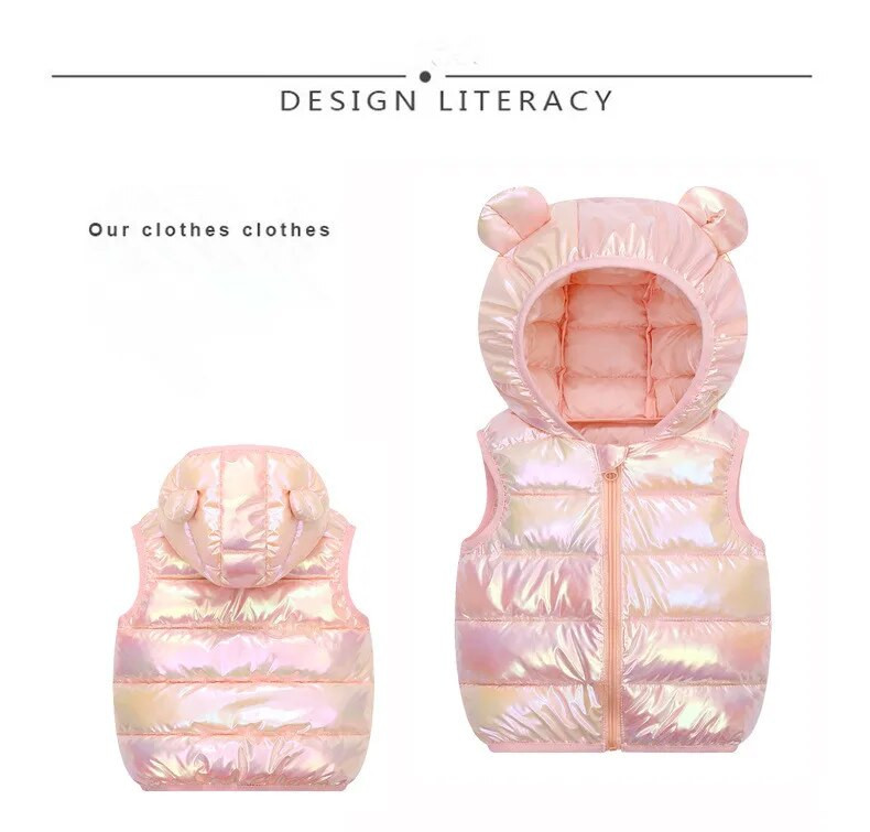 Veste de iarnă pentru copii, cu glugă, 2023, de culoare solidă, caldă, pentru băieți, jachetă din bumbac căptușită, fără mâneci, pentru fete mici, vestă de toamnă