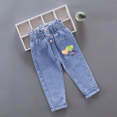 Blugi pentru fetiță Pantaloni lungi cu flori pentru copii, primăvară, toamnă, pictură cu graffiti, imprimeu desen animat, pantaloni casual cu găuri, pantaloni denim pentru copii